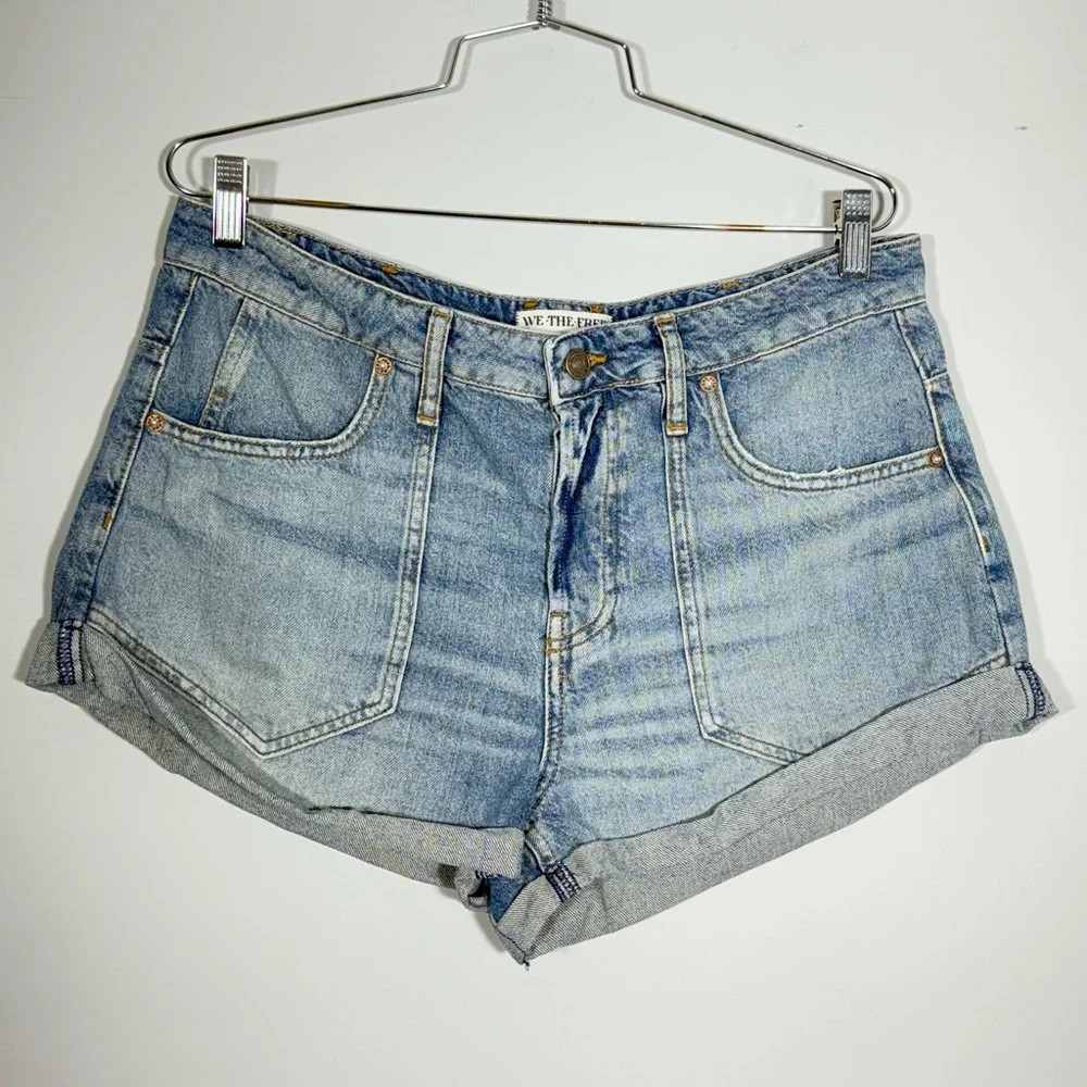 FREE PEOPLE We The Free Beginners Luck Slouch Denim Jean Short Felicity Wash 30
